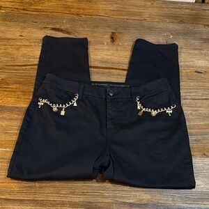 Chico's Black Skinny Pants with Gold Accents